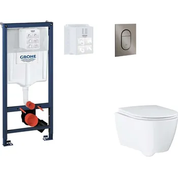 WC sada Grohe Rapid SL - Set předstěnové instalace, klozetu, sedátka SoftClose a tlačítka Arena Cosmopolitan S, kartáčovaný Hard Graphite SANI11BB5124