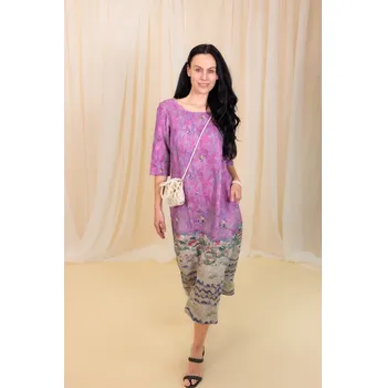 Dámské šaty Lněné 100% Lněné šaty Gustav Klimt Mada Primavesi Velikost: EU 42