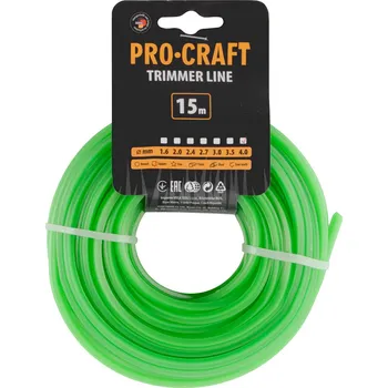 Struna do sekačky Struna žací (4mm) (15m) čtverec PROCRAFT KV-4/15