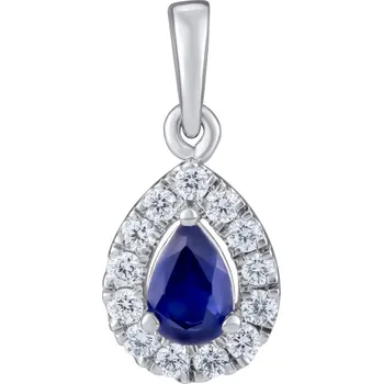 Šperk Diamantový přívěsek Dutchess z bílého zlata s přírodním safírem a diamanty 0,09 ct DNN3256PGWDSA