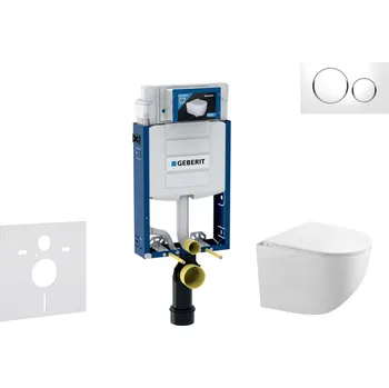 WC sada Geberit Kombifix - Set předstěnové instalace, klozetu Gaia a sedátka softclose, tlačítko Sigma20, bílá/chrom SANI15CA3114