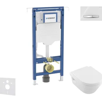 Geberit Duofix - Set předstěnové instalace, klozetu a sedátka Villeroy Boch, tlačítka Sigma50, DirectFlush, SoftClose, CeramicPlus, alpská bílá SANI11CK3110