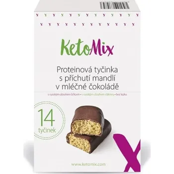 Keto dieta KETOMIX Proteinová tyčinka s příchutí mandlí v mléčné čokoládě 14&nbsp;kusů
