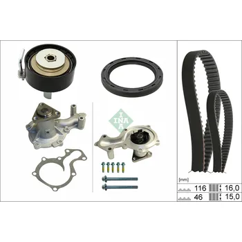 Vodní pumpa motoru Sada rozvodů - řemen s kladkami a vodní pumpa INA 530 0960 30