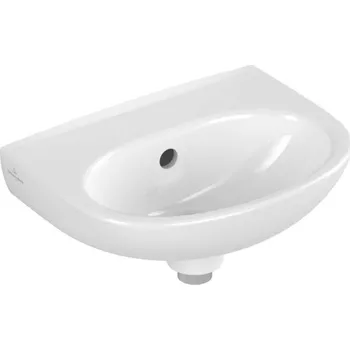 Umyvadlo Villeroy & Boch O.novo - Umývátko 36x28 cm, s přepadem, bez otvoru pro baterii, CeramicPlus, alpská bílá 434036R1