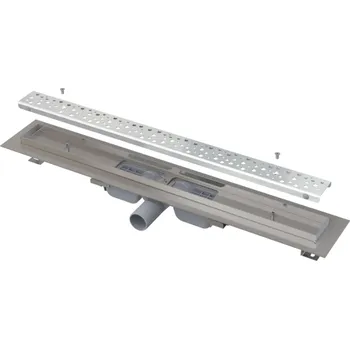 Odvodňovací žlab Alcadrain Odtokové žlaby - Sprchový žlab Antivandal Low 55 cm, s roštem, nerez mat APZ111-550M