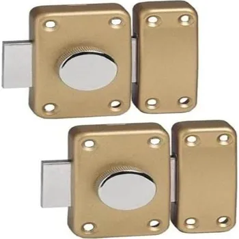 Sada zámků Bricard se 2 Eco zámky s knoflíkem, 45 mm, zlatá barva, 4 klíče, 2 závory 45 mm