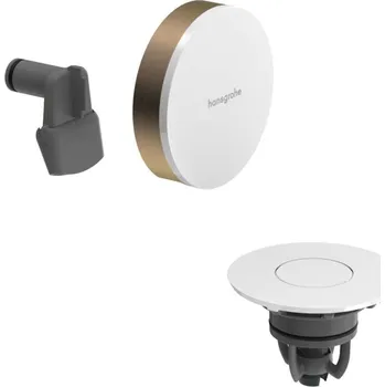 Sifon Hansgrohe Exafill - Vrchní sada k vanové odtokové a přepadové soupravě s napouštěním, Push-Open, lesklá bílá/kartáčovaný bronz 58119140