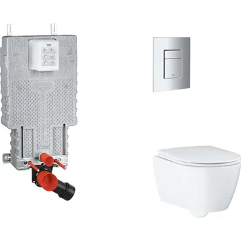 Grohe Uniset - Set předstěnové instalace, klozetu, sedátka SoftClose a tlačítka Skate Cosmopolitan, matný chrom SANI15BB2111