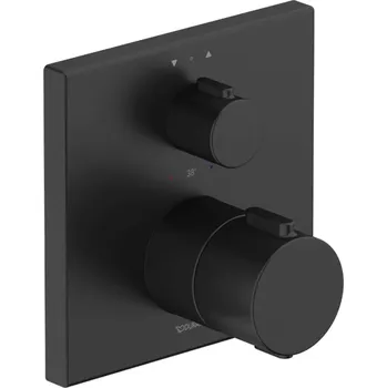 Vodovodní baterie Duravit - Termostatická baterie pod omítku, pro 2 spotřebiče, matná černá TH4200013046
