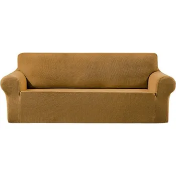 Napínací potah Univerzální napínací potah na pohovku - Hořčicový Fleece, dvoumístná sedačka
