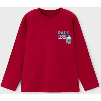 Chlapecké tričko Dětské bavlněné tričko s dlouhým rukávem Mayoral 4084.5D.Mini.9BYA červená 33X, vel. 116