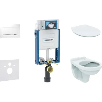 WC sada Geberit Kombifix - Set předstěnové instalace, klozet Alpha se sedátkem, tlačítko Sigma20, bílá/chrom 110.302.00.5 ND5