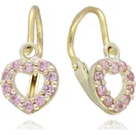 Zlaté naušnice srdíčka růžová brizura