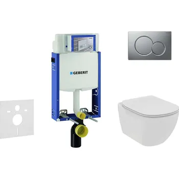 Geberit Kombifix - Set předstěnové instalace, klozetu a sedátka Ideal Standard Tesi, tlačítka Sigma01, Rimless, SoftClose, matný chrom 110.302.00.5 NE3