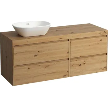 Nábytek Laufen Lani - Umyvadlová skříňka, 58x137x49 cm, 4 zásuvky, výřez vlevo, dub H4065821122671