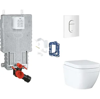 WC sada Grohe Uniset - Set předstěnové instalace, klozetu, sedátka SoftClose, tlačítka Arena Cosmopolitan a sady pro vhazování tablet, Triple Vortex, alpská bílá SANI15BB3121