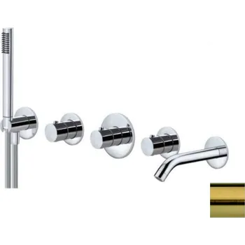 Vodovodní baterie Paffoni Modular Box - Termostatická baterie pod omítku, pro 2 spotřebiče, kartáčovaná zlatá MDE001HGSP