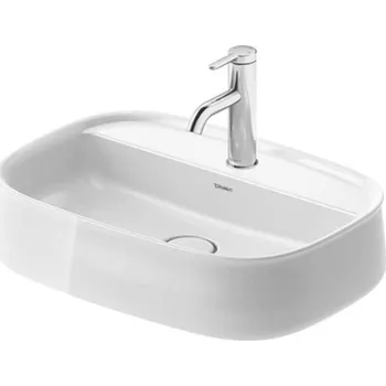 Umyvadlo Duravit Zencha - Umyvadlo na desku 55x39 cm, bez přepadu, otvor pro baterii, DuraCeram, bílá 2374550071