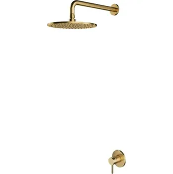 Vodovodní baterie OMNIRES Y - Set sprchové podomítkové baterie a horní sprchy, s tělesem, průměr 25 cm, kartáčované zlato SYSY36GLB