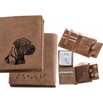 Peněženka Kožená peněženka 13 x 10 cm Border terier hnědá