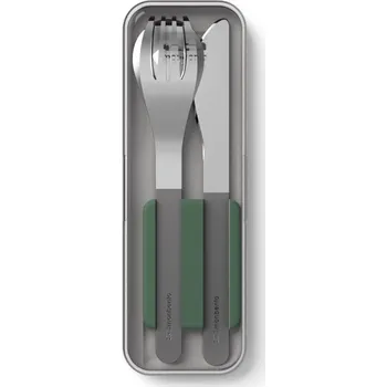 monbento Nerezová sada příborů Monbento Slim Box Green Natural