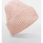 Hrubá pletená čepice Beechfield Patch Beanie - růžová-bílá