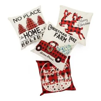 Vánoční povlaky na polštářky 40x40 cm, sada 4ks, bílo-červené