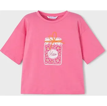 Dětské bavlněné tričko Mayoral 3016.6K.Mini.PPY2 růžová 30X, vel. 128