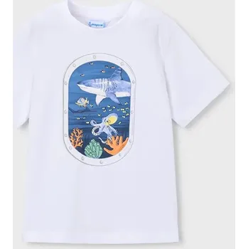 Dětské bavlněné tričko Mayoral 3079.5J.Mini.PPY2 bílá 00X, vel. 122