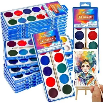 omalovánky 12dílná dětská sada akvarelových barev Cptoion, 12barevná krabička s akvarelovými barvami, sada