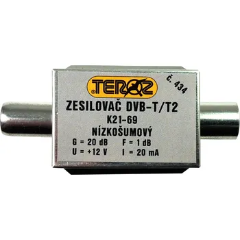 Anténní zesilovač anténní zesilovač DVB-T / DVB-T2 20dB TEROZ č.434 IEC