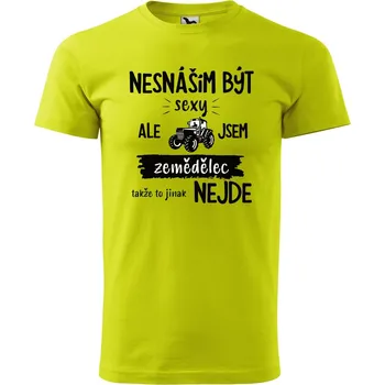 Pánské oblečení Pánské tričko s potiskem Sexy zemědělec Velikost: 3XL, Barva trička: Limetková
