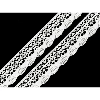 Krajka Bavlněná krajka paličkovaná šíře 32 mm bílá