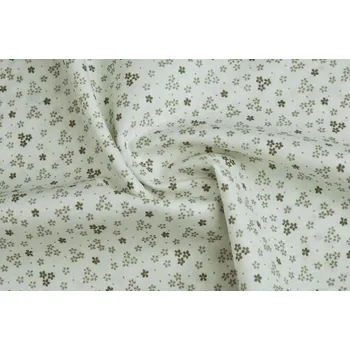 Bavlněné plátno béžové kytičky na bílé