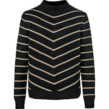 Dámský svetr 693651 - Tchibo - Pletený svetr se stojáčkem a proužky - pro ženy - vel. XL 48/50 - barva: černá/s proužky