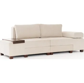 Pohovka Rozkládací třímístná pohovka Perenna 233 cm krémová/ořech