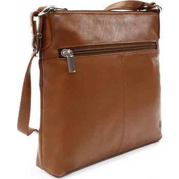 Módní doplněk Arwel Hnědá kožená zipová kabelka 212-3014-40