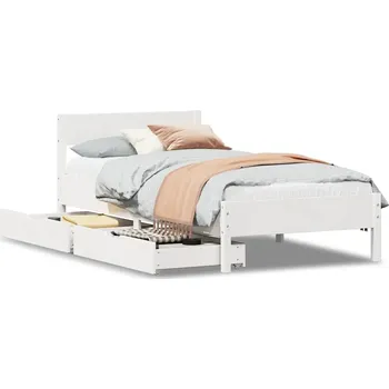 Postel Bílý borovicový rám postele s čelem 195,5 x 80,5 x 71,5 cm