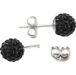 SWAG06-JB Stříbrné náušnice kuličky Crystals from Swarovski® Jet Black