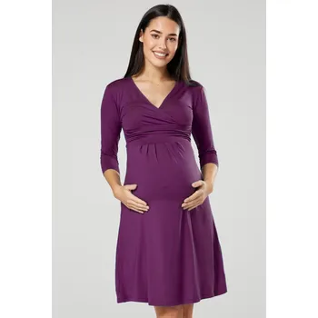 Těhotenské šaty Těhotenské a kojící šaty Chelsea 3v1 - švestkové, 3/4 rukáv Velikost: XL