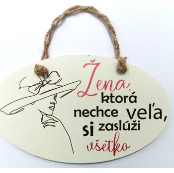 Bondecor Dřevěná dekorace - Žena, CZ/SK 18x11 cm Jazyk: SK