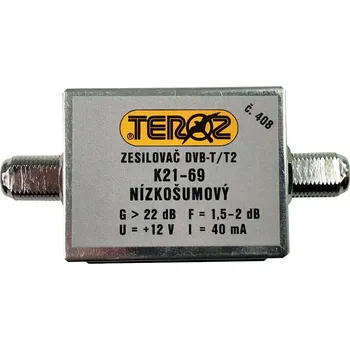 Anténní zesilovač anténní zesilovač DVB-T / DVB-T2 22dB TEROZ č.408 F konektory