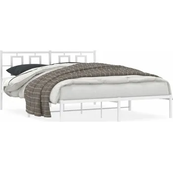 Postel Bílý kovový rám postele 207 x 156 x 91 cm, pro matraci 150 x 200 cm