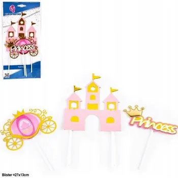 Party dekorace RŮŽOVĚ ZLATÝ ZÁPICH DO DORTU princezna kočár zámek PRINCESS NAROZENINY