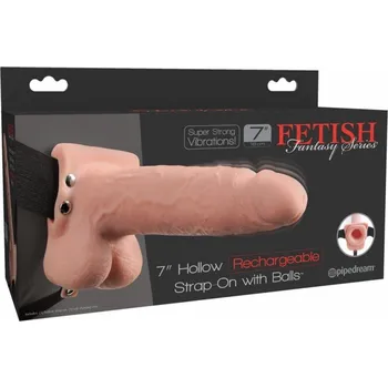 Připínací penis Dutý vibrační připínací penis "7" světlý,