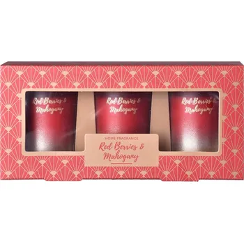 Svíčka Emocio votiv 3ks vonná svíčka, v dárkové krabičce Red Berries & Mahogany