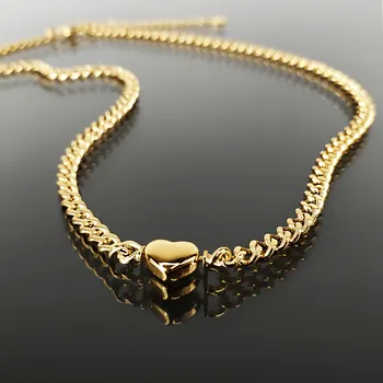 Náhrdelník Řetízkový náhrdelník se srdcem z pozlacené chirurgické oceli č. 1809