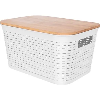 Úložný box ORION Plastový úložný box s víkem Ratan 28,5 x 21 x 15 cm