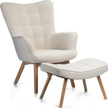 Jídelní židle Čalouněná jídelní židle Grella s podnožkou krémová